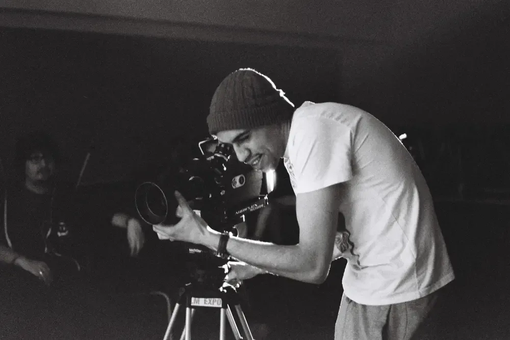 Director and cinematographer collaborating on a film production